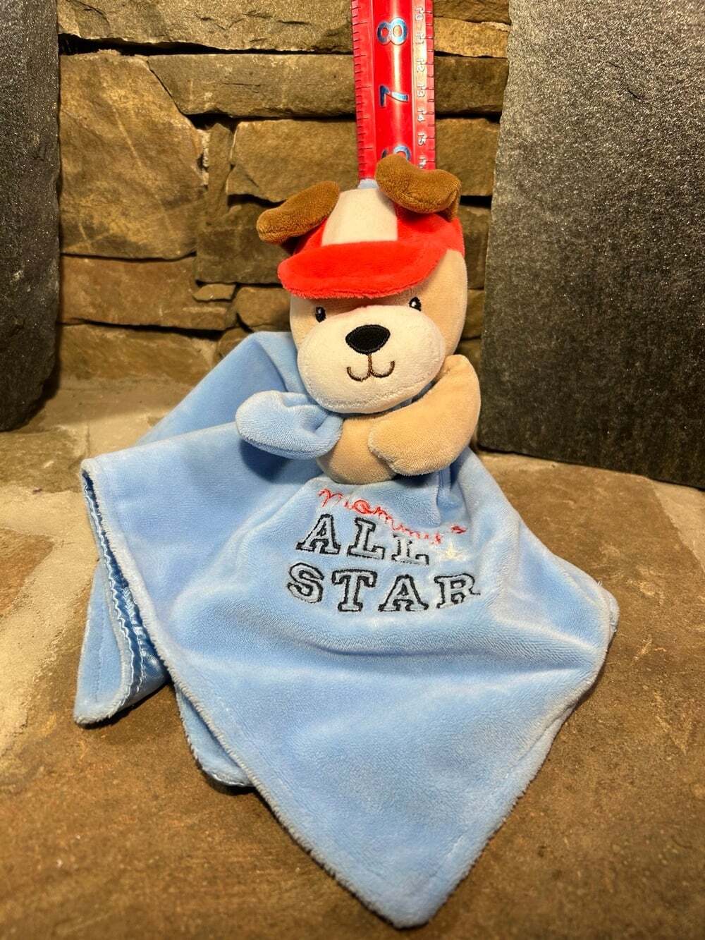 Okie Dokie Mommys All Star Blue Puppy Dog Security Blanket Lovey Rattle Plush